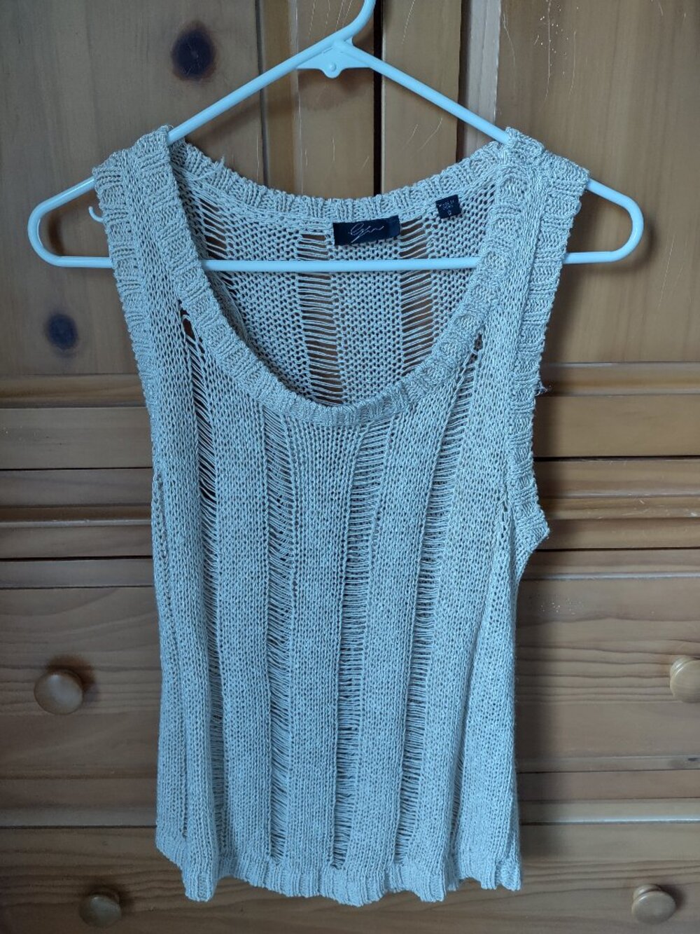 Cyrus Cream Open Knit Sleeveless Sweater Top Women’s